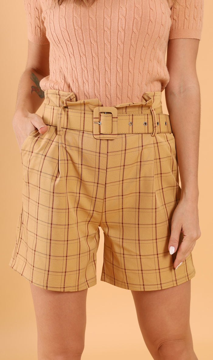 FRANKIE Belted Bermuda Shorts (Mustard)