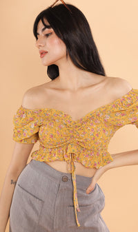 LIV Drawstring Crop Top (Yellow)