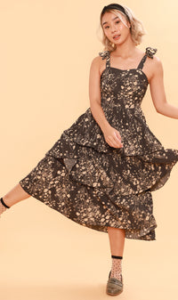 VIVIAN Tiered Dress (Charcoal)
