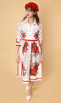 QUINCE Long-Sleeve Collared Dress (Pink)
