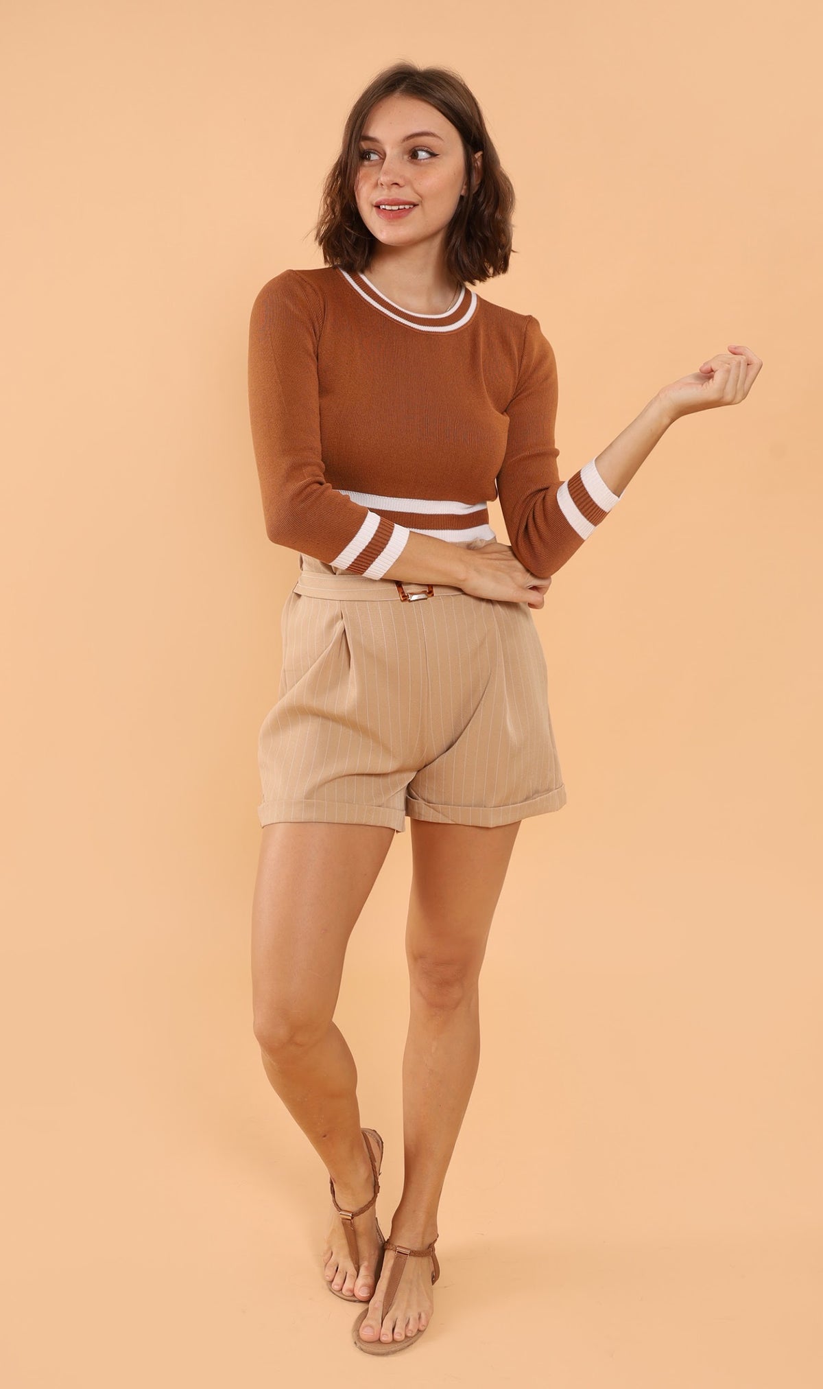 CAMILA Cropped Knit Sweater (Mocha)