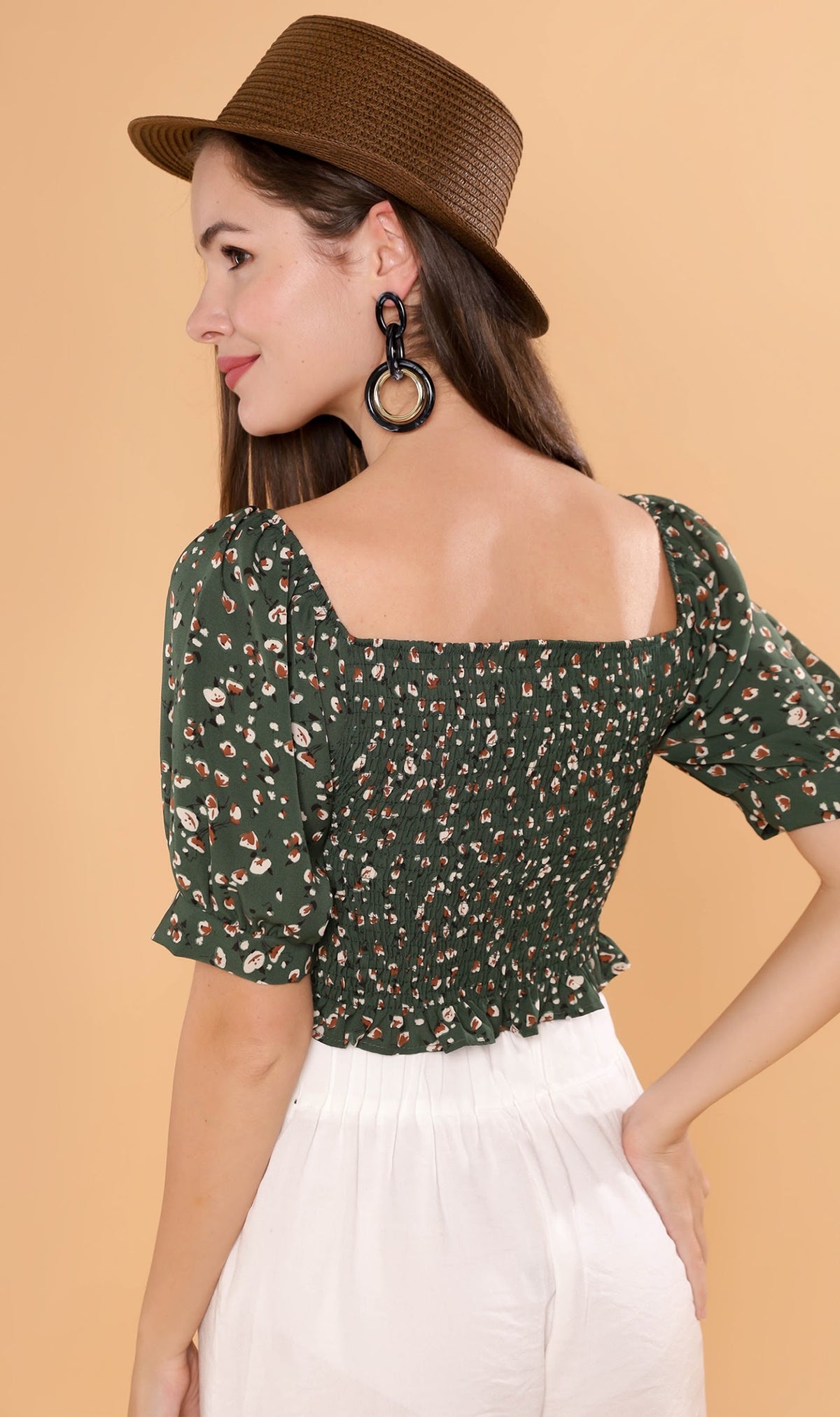 ACIEL Ruched Crop Top (Green)