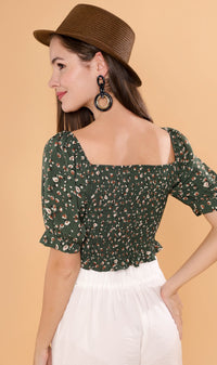 ACIEL Ruched Crop Top (Green)