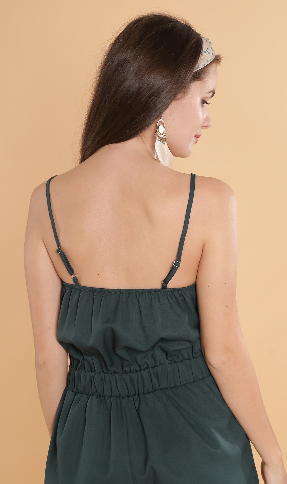 RHETT Spaghetti-Strap Romper (Emerald)