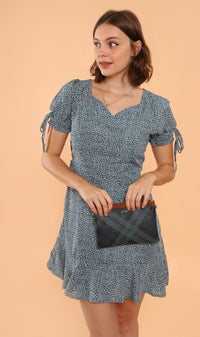 AMAYA Tie-Sleeve Printed Dress (Green)