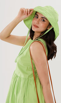 HARLEEN Sleeveless Maxi Dress w/ Hat (Lime)