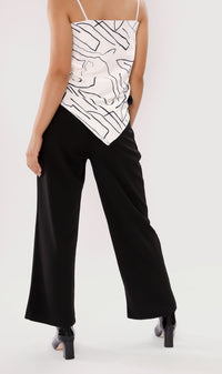 SUTTON High-Waist Flowy Pants (Black)