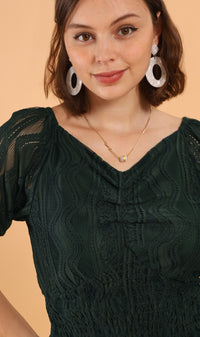ADALEE 2-way Smocked Lace Top (Emerald)