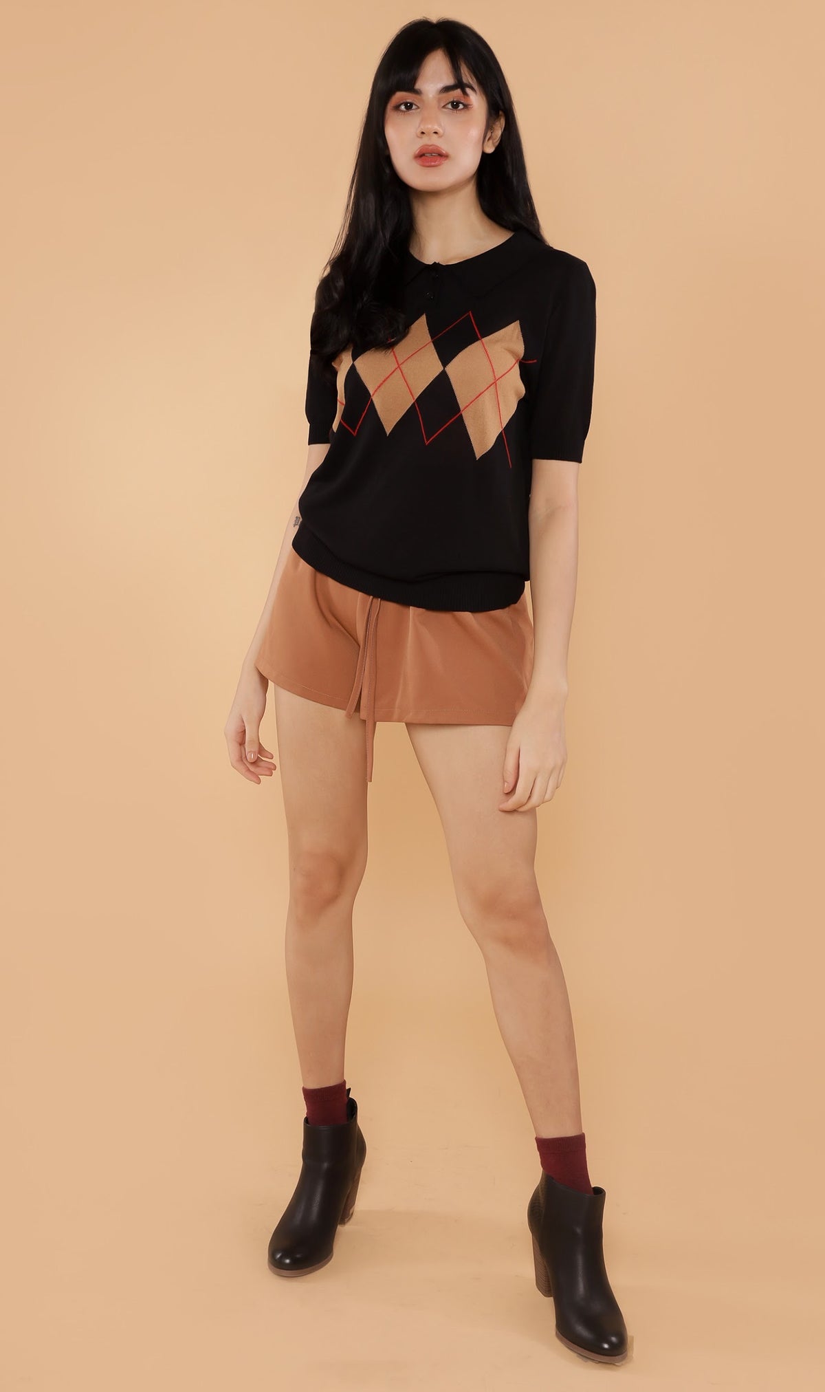 NYM Argyle Knit Polo (Black)