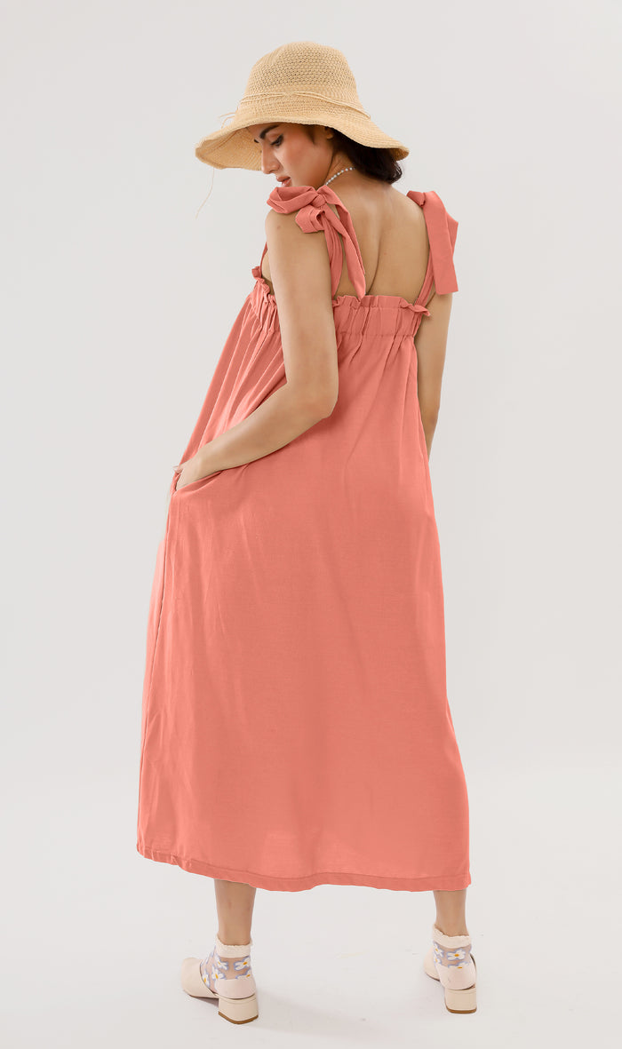 ADELYN Tie-Strap Maxi Dress (Pomelo)