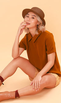 MADDIE Flat-Collar Top (Burnt Orange)