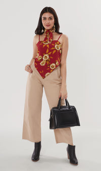 ZAYLEE Tie-Back Floral Cami w/ Scarf (Red)