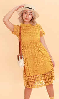 VICTORIA Lace Overlay Dress (Dandelion)