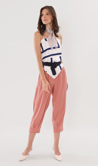 EZRA High-Waisted Pleated Tailored Trousers (Dusty Rose)