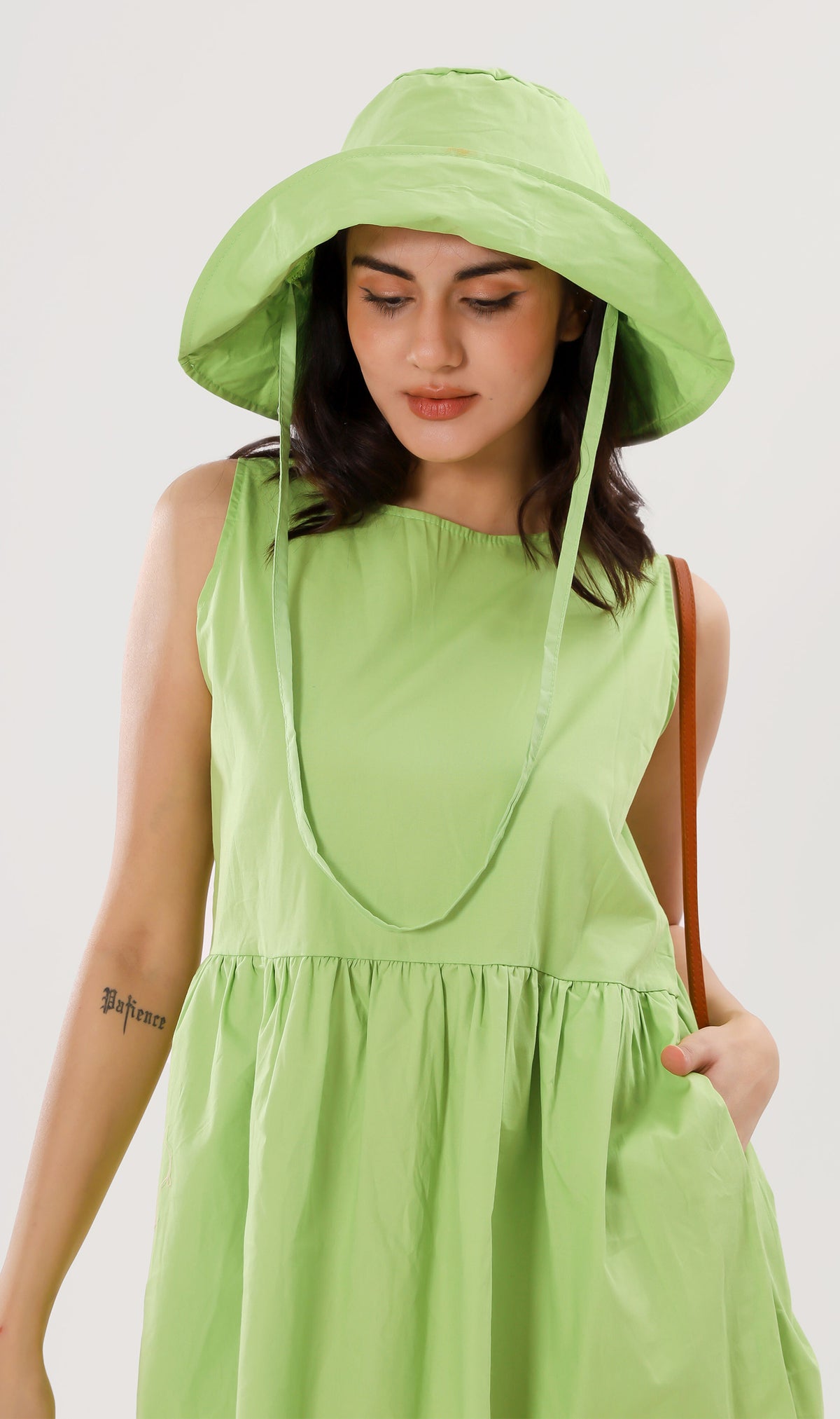 HARLEEN Sleeveless Maxi Dress w/ Hat (Lime)