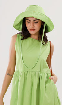 HARLEEN Sleeveless Maxi Dress w/ Hat (Lime)