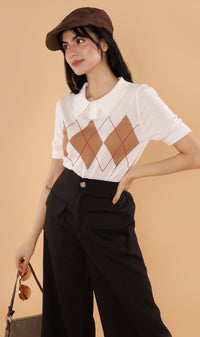 NYM Argyle Knit Polo (White)