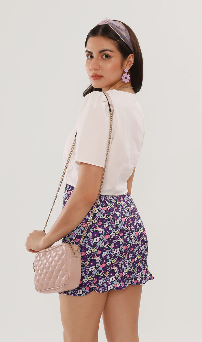 CHANTAL Buttoned Square-Neck Top (White)