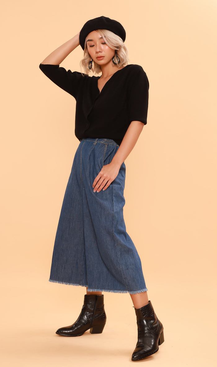 SYLVIE Knit Button-Down Cardi (Black)