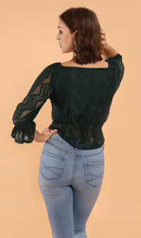ADALEE 2-way Smocked Lace Top (Emerald)