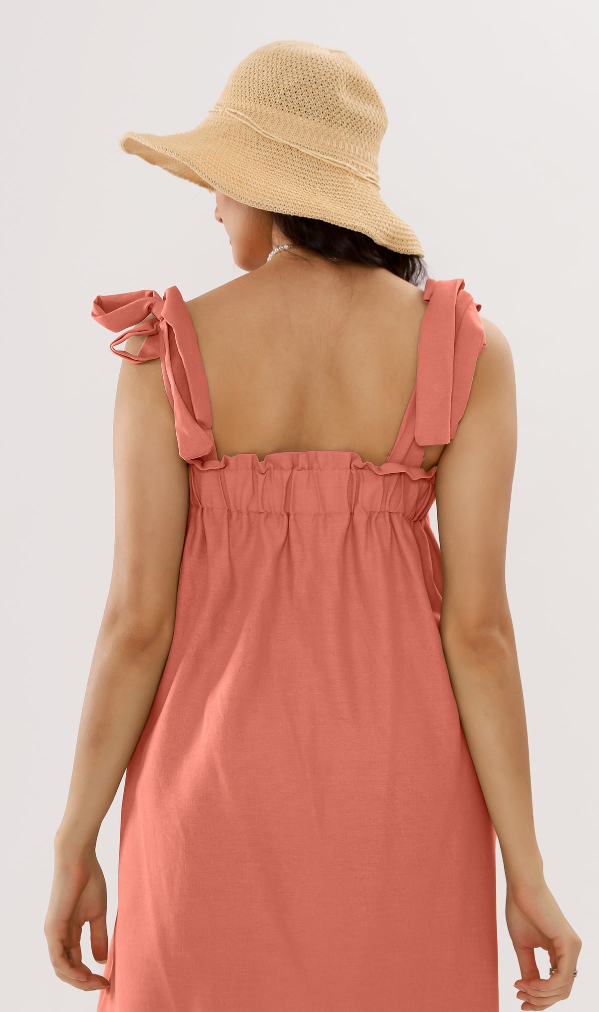 ADELYN Tie-Strap Maxi Dress (Pomelo)