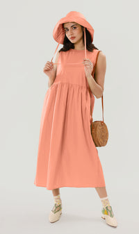HARLEEN Sleeveless Maxi Dress w/ Hat (Salmon)
