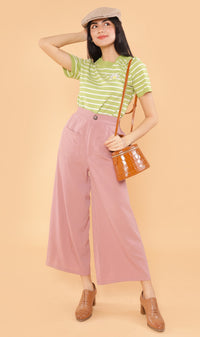 CLOVER Front-Pocket Flowy Pants (Pink)