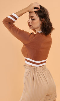 CAMILA Cropped Knit Sweater (Mocha)