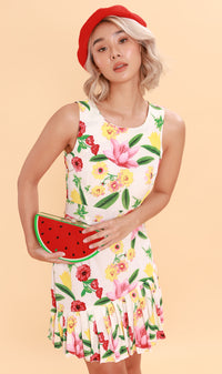 ADA Pleated-Hem Mini Dress (White)