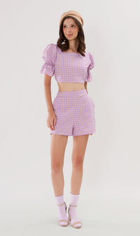 ZENNI Cropped Plaid Co-ord (Lilac)