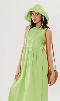 HARLEEN Sleeveless Maxi Dress w/ Hat (Lime)