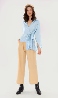 SUTTON High-Waist Flowy Pants (Latte)