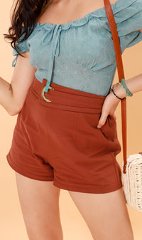 NATALIE Belt Accent Shorts (Rust)