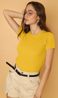 DARYL Crew-Neck Knit Top (Dandelion)