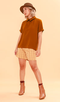 MADDIE Flat-Collar Top (Burnt Orange)