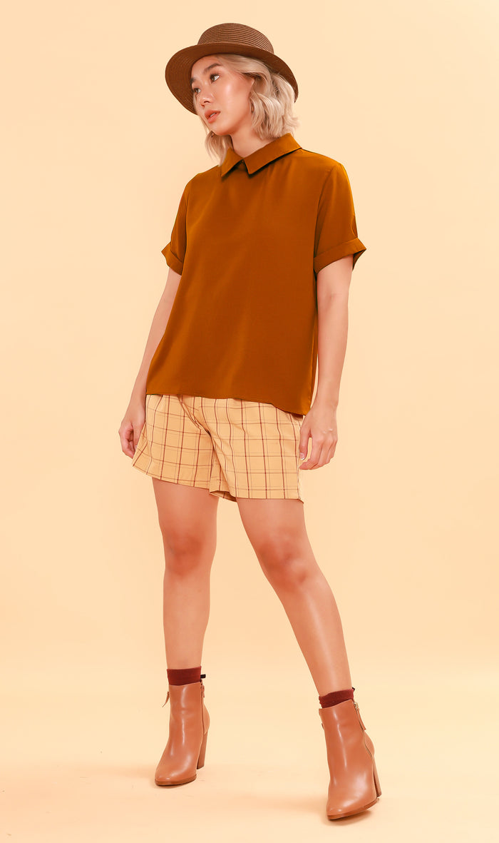 MADDIE Flat-Collar Top (Burnt Orange)