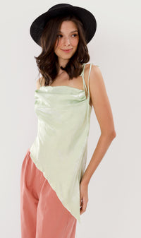 NADINE Ruched Tie-Strap Top (Mint Green)