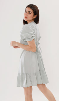 CLAUDETTE Ruched-Bust Ruffled Dress (Mint)