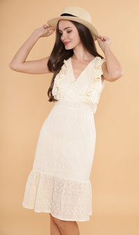 NERINE Ruffled Eyelet Dress (Cream)