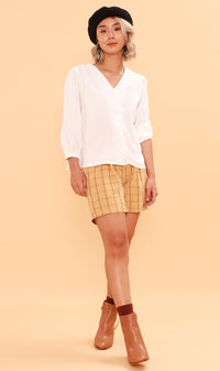 STELLA Button-Down Long-Sleeve Top (White)