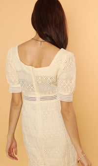 RHYS Square-Neck Eyelet Dress