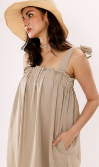 ADELYN Tie-Strap Maxi Dress (Oat)