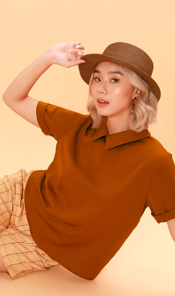 MADDIE Flat-Collar Top (Burnt Orange)