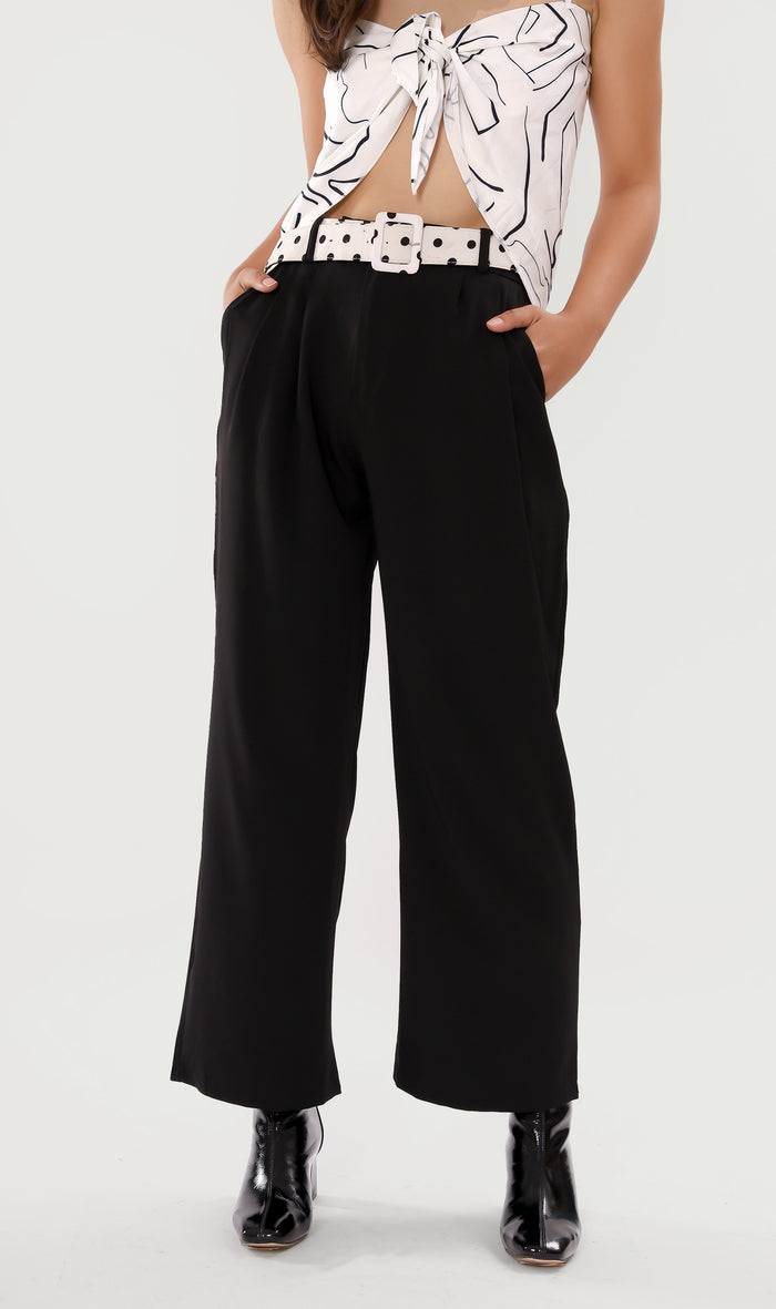 SUTTON High-Waist Flowy Pants (Black)