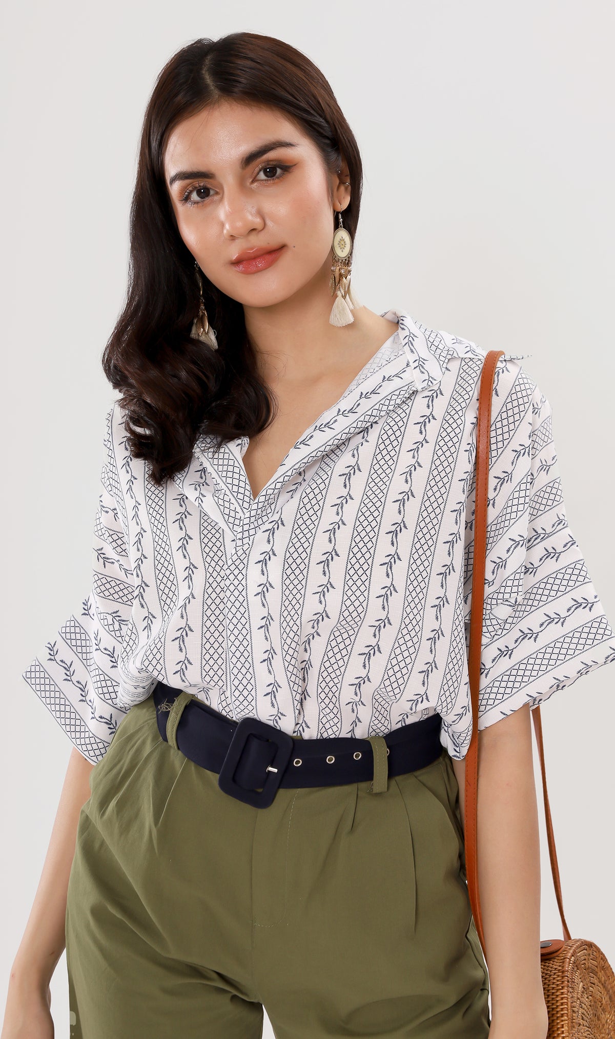 GRACEN Oversized Collared Top (Navy)