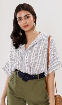 GRACEN Oversized Collared Top (Navy)
