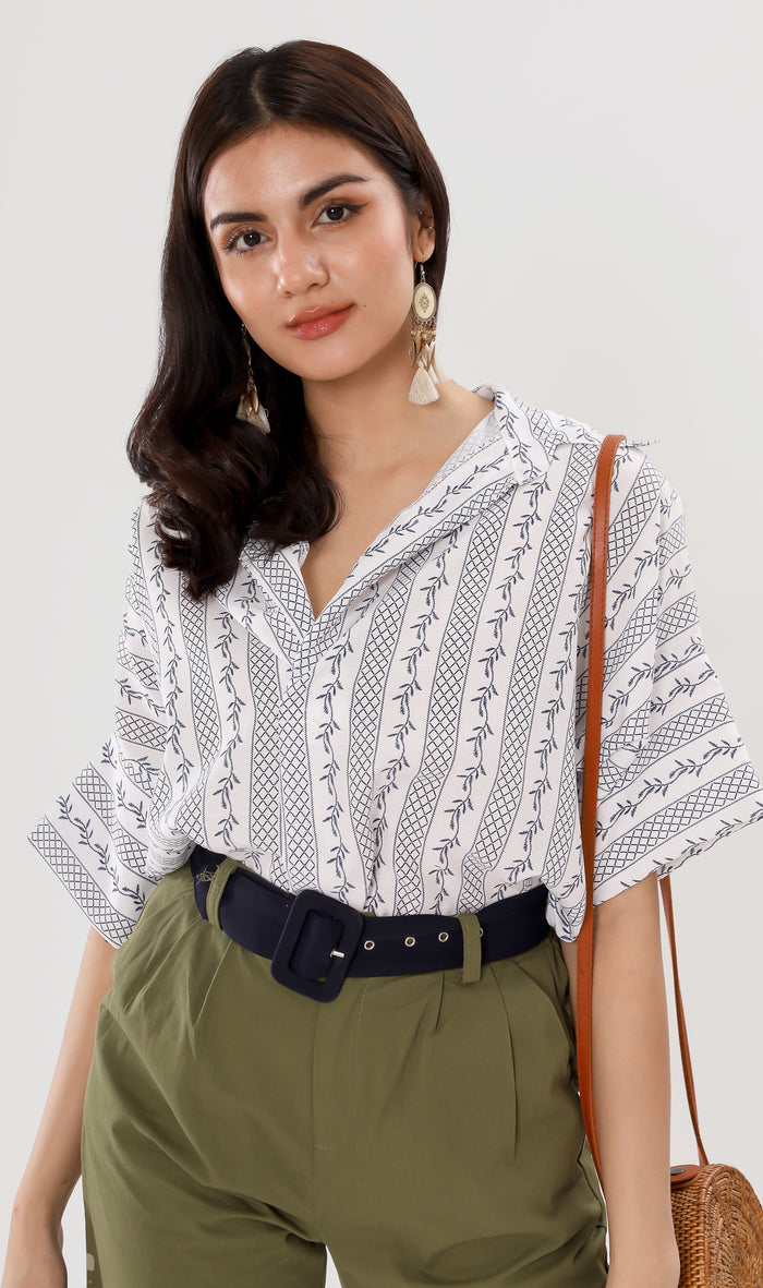 GRACEN Oversized Collared Top (Navy)