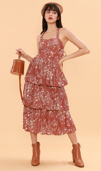 VIVIAN Tiered Dress (Old Rose)