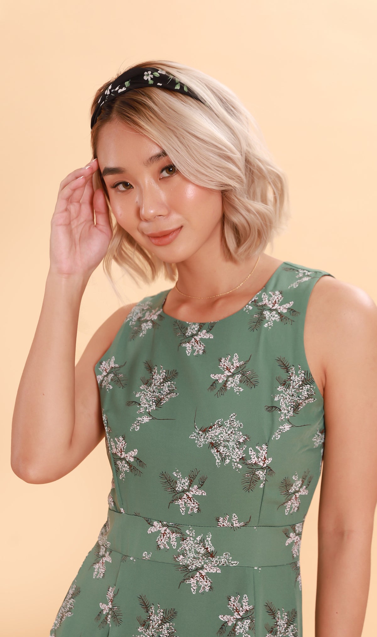ADA Pleated-Hem Mini Dress (Sage)