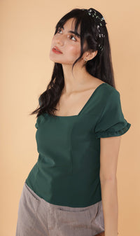 TANSY Square-Neck Top (Emerald)
